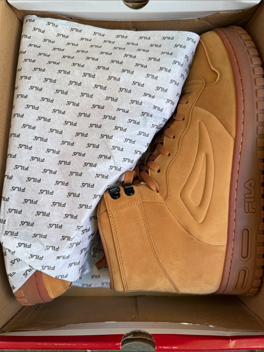 FILA Tan Suede-Style High-Top Sneakers